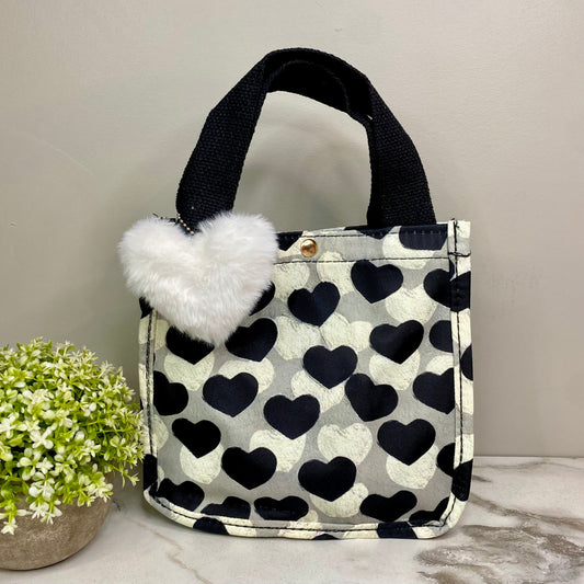 Tote Bag - Heart Black + Grey