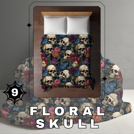 Blanket Halloween #9 - Floral Skull