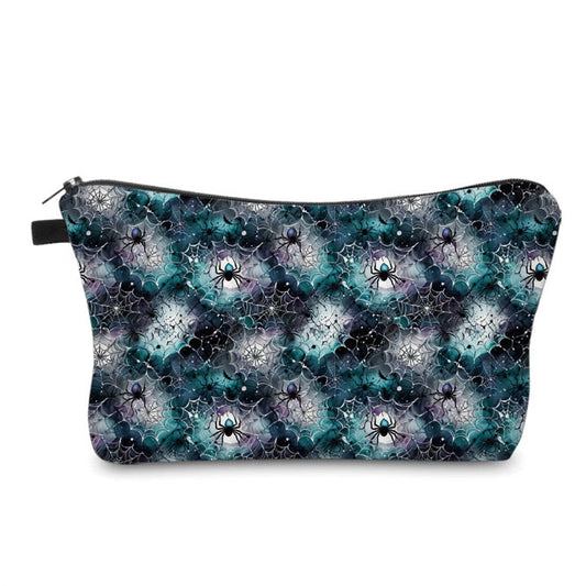 Pouch - Halloween Fall - Spider Web Black Teal Purple