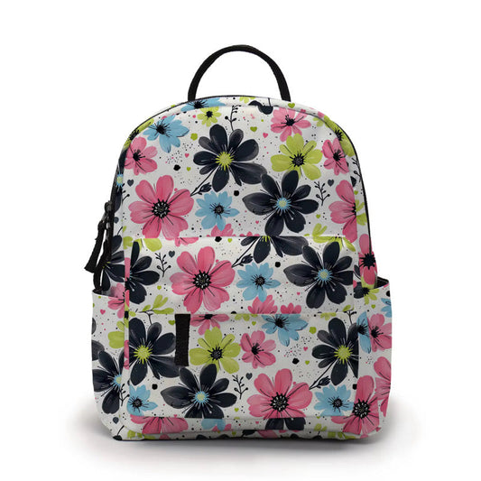 Mini Backpack - Floral Pink Blue Lime Black
