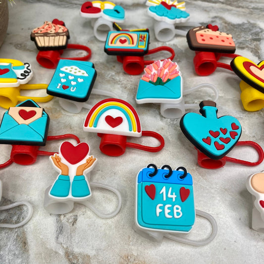 Silicone Straw Toppers Tumbler - Love Mix #3