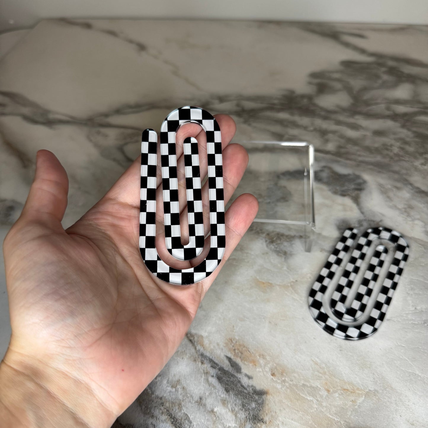 Jumbo Paperclip - Black White Checker - PREORDER