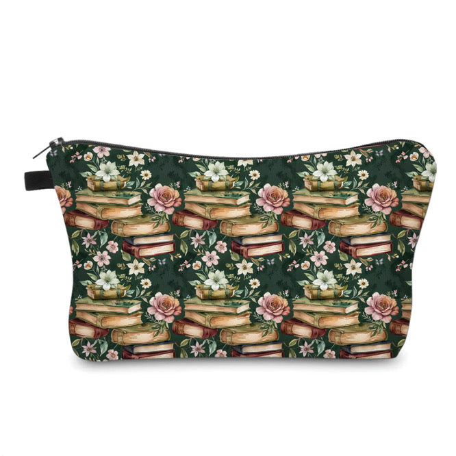Pouch - Dark Green Book Floral