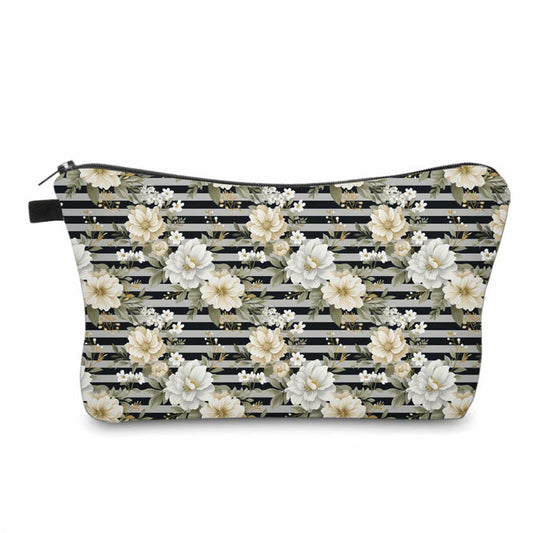 Pouch - Floral Ivory Cream Stripe