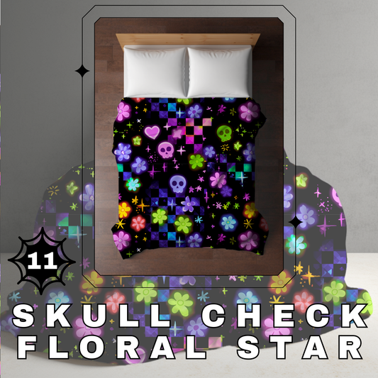 Blanket Halloween #11 - Skull Check Floral Star