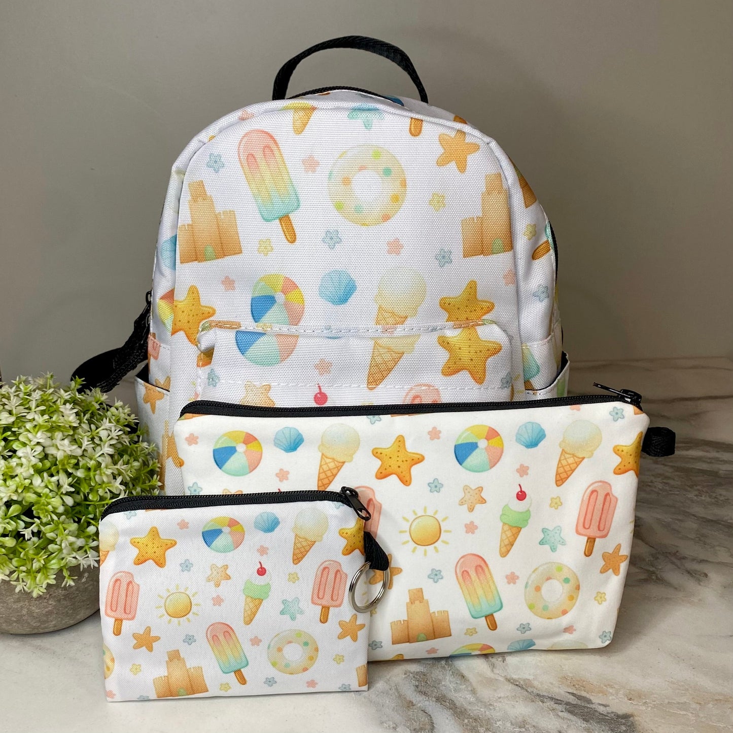 Mini Backpack, Pouch, & Mini Pouch Bundled Set - Sand Castle