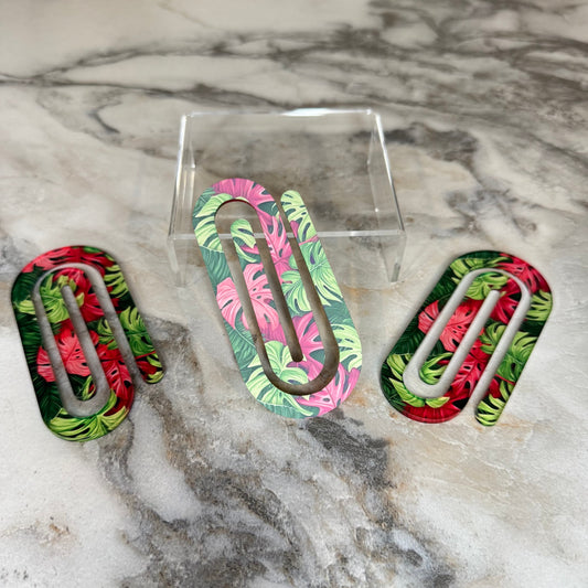 Jumbo Paperclip - Monstera Leaves Tropical