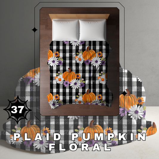 Blanket Halloween #37 - Plaid Pumpkin Floral