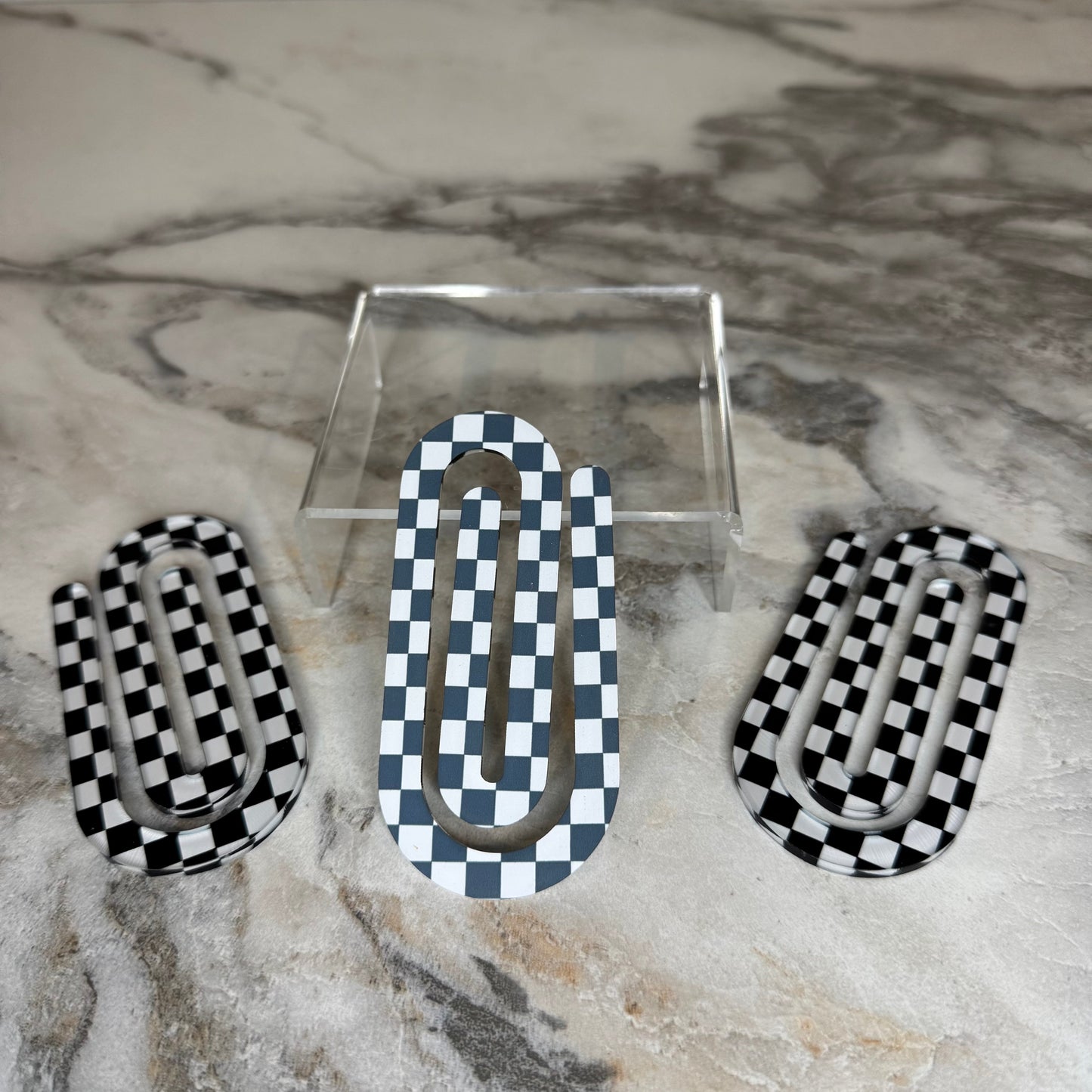 Jumbo Paperclip - Black White Checker - PREORDER