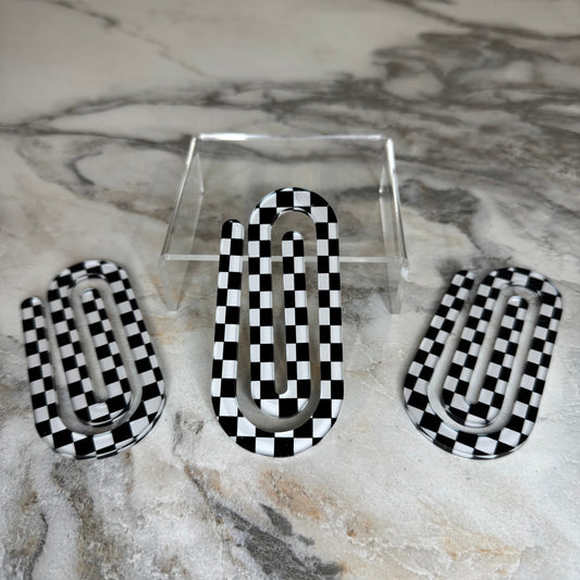Jumbo Paperclip - Black White Checker - PREORDER