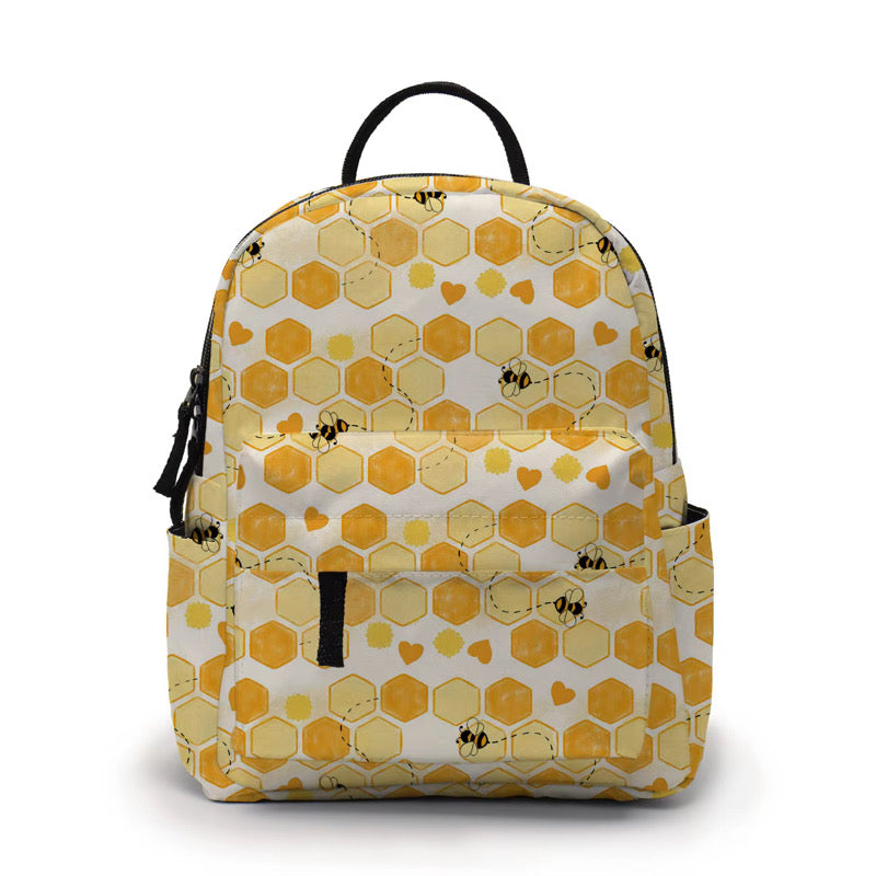 Mini Backpack - Honeycomb Bee Hearts