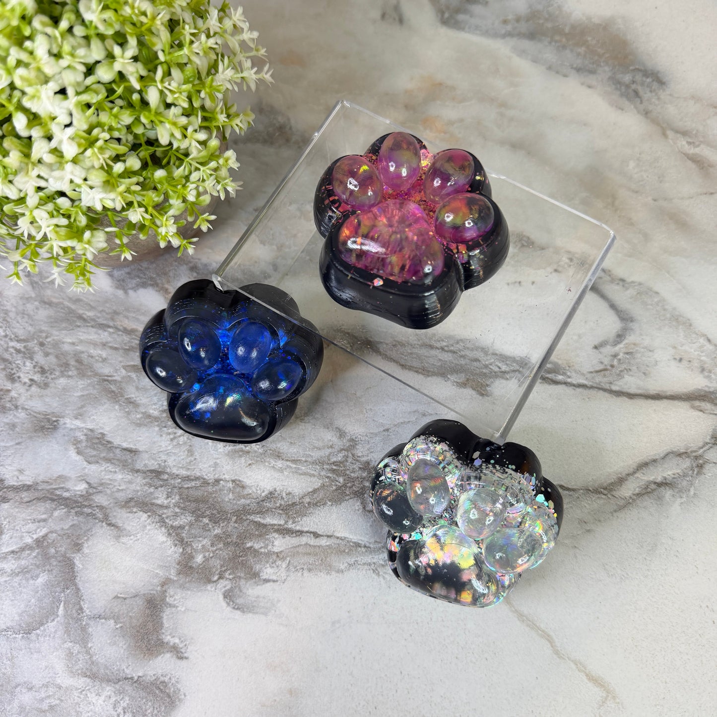 Squishy Toy - Paw Print, Galaxy Glitter