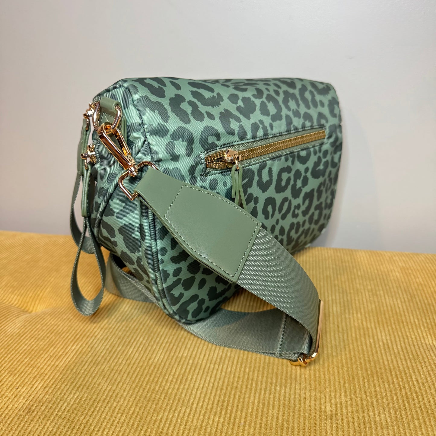 The Roni Nylon Crossbody - Animal Print Dark Green - PREORDER