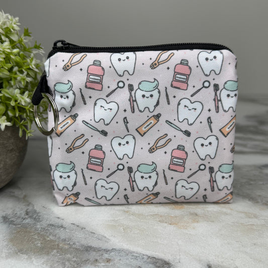 Mini Pouch - Tooth Dental Hygine on Pink