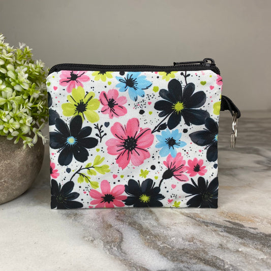 Mini Pouch - Floral Pink Blue Lime Black