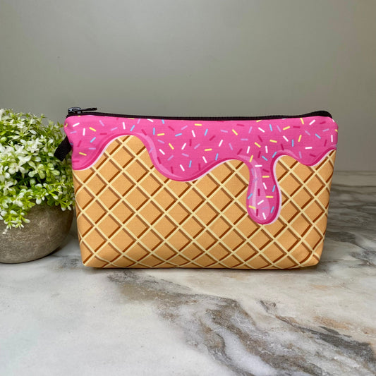 Pouch - Ice Cream Cone Hot Pink