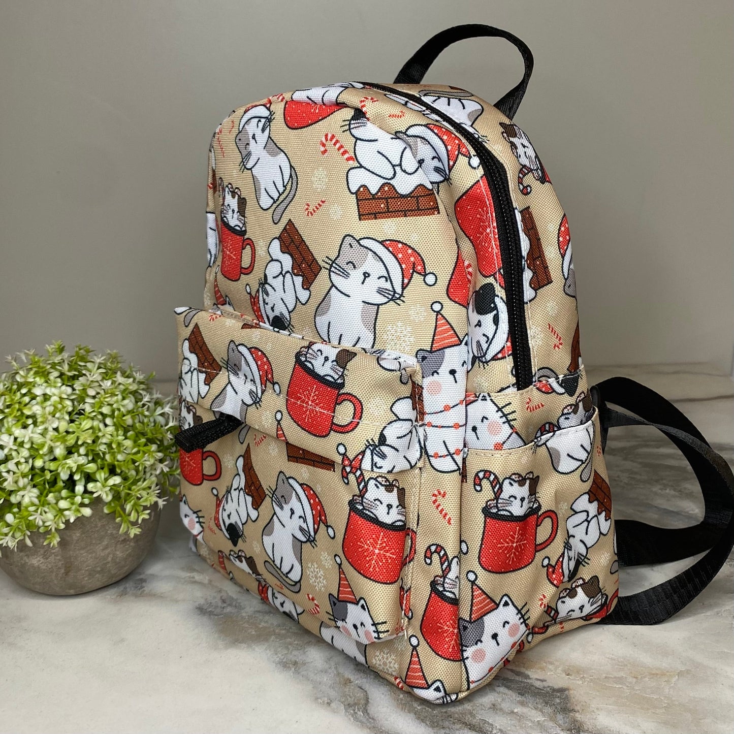 Mini Backpack - Cat Christmas
