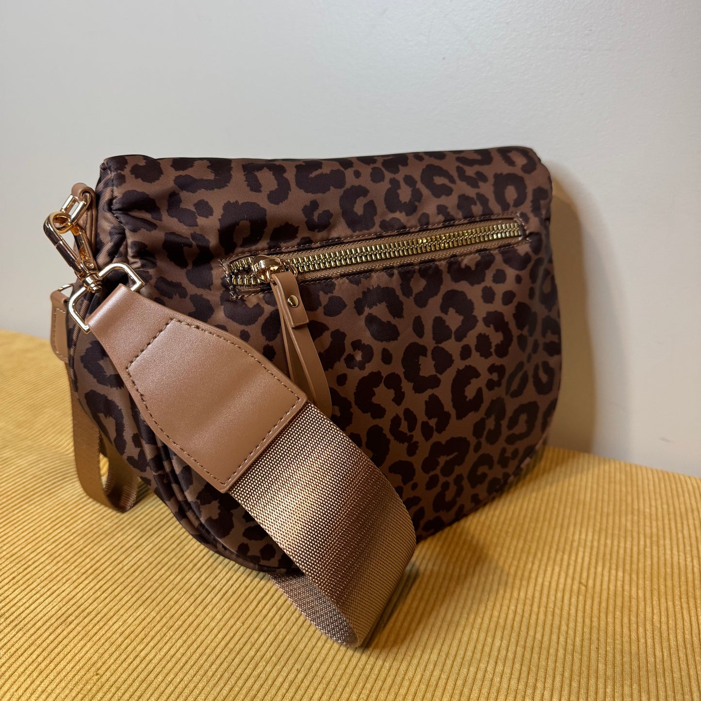 The Roni Nylon Crossbody - Animal Print Chocolate - PREORDER