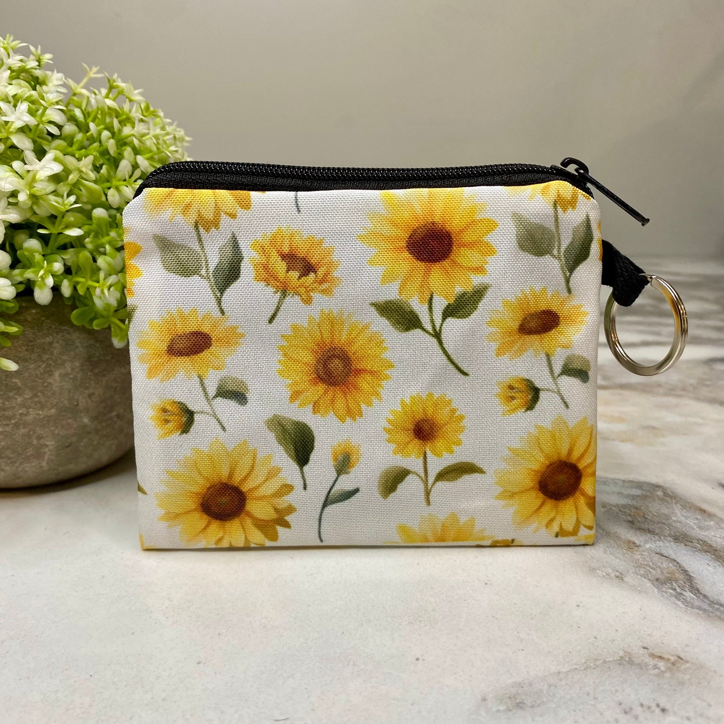 Mini Pouch - Sunflower on White