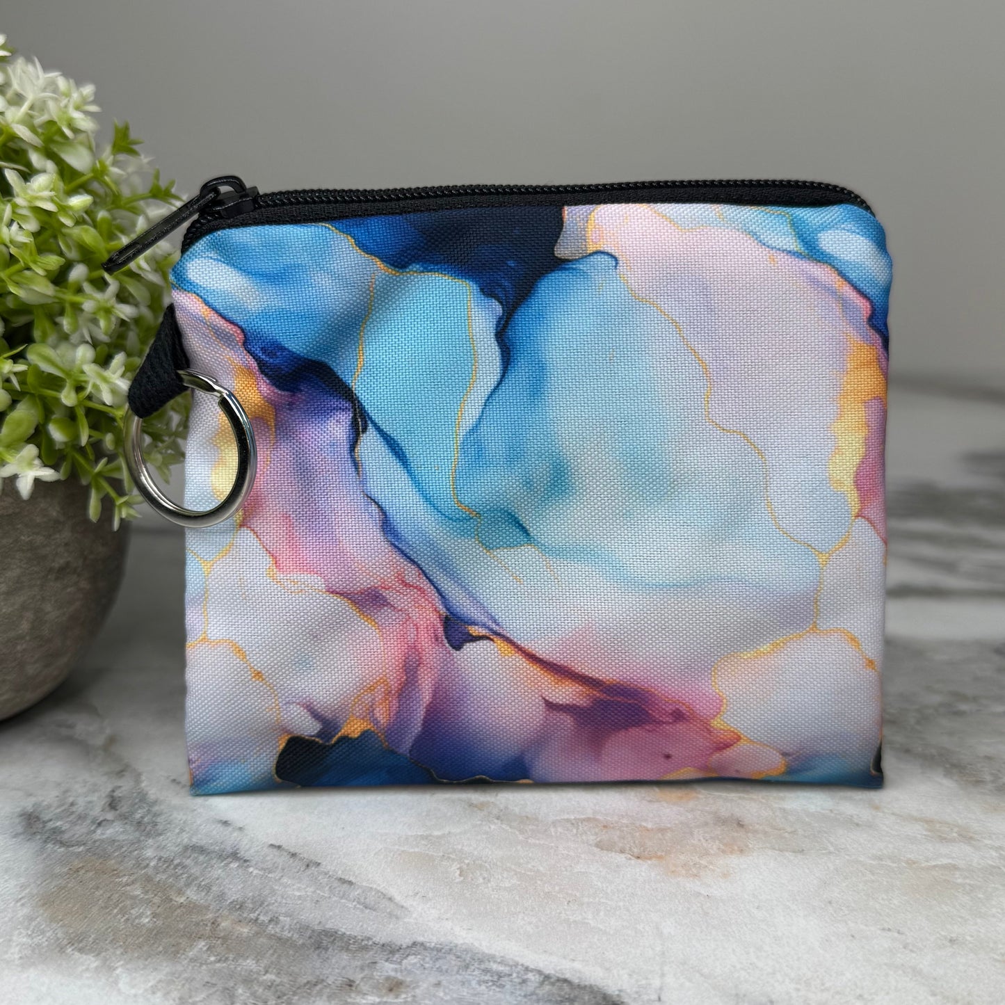Mini Pouch - Marble Blue Purple Gold