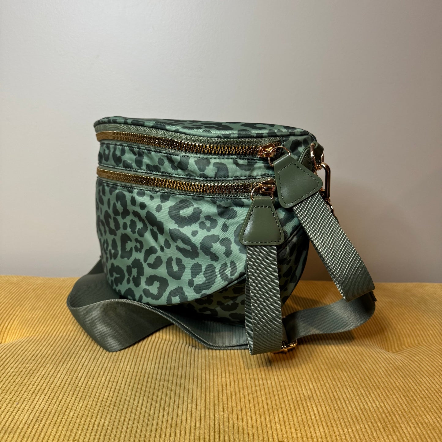The Roni Nylon Crossbody - Animal Print Dark Green - PREORDER