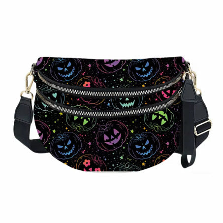 The Roni Nylon Crossbody - Halloween Fall Rainbow Pumpkin Faces