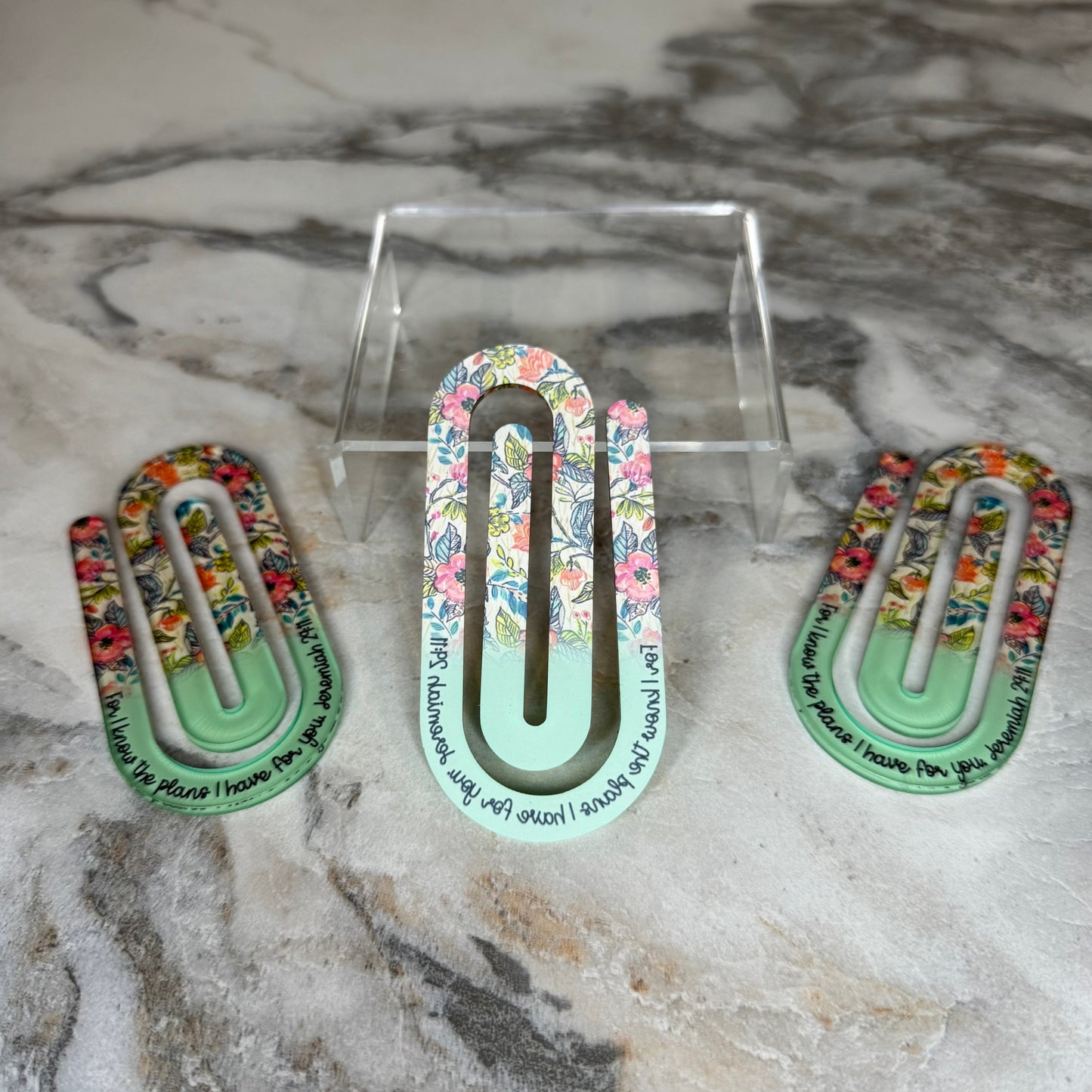 Jumbo Paperclip - Mint Religious Floral
