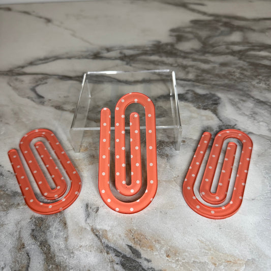 Jumbo Paperclip - Coral Polka Dot - PREORDER