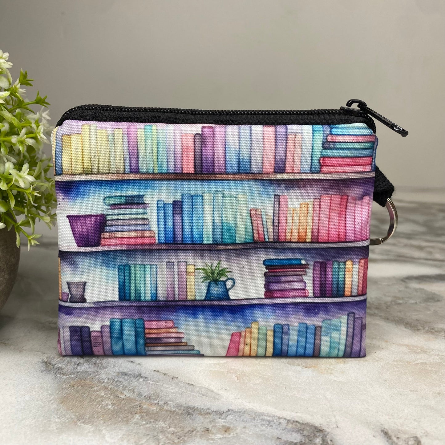 Mini Pouch - Watercolor Book Shelves