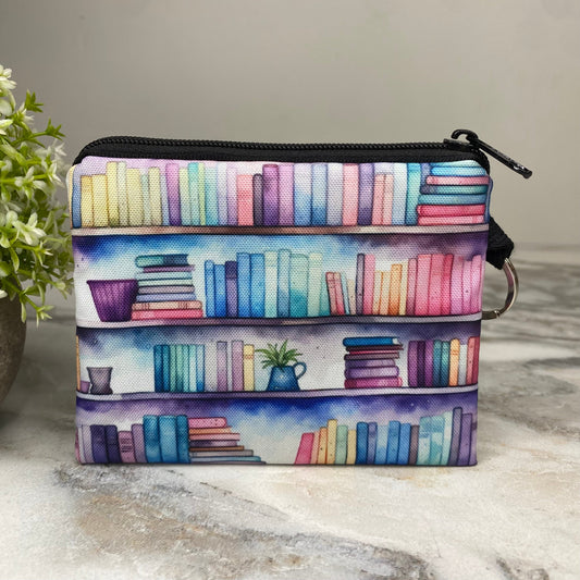Mini Pouch - Watercolor Book Shelves