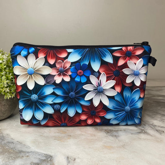 Pouch - Floral Red Blue