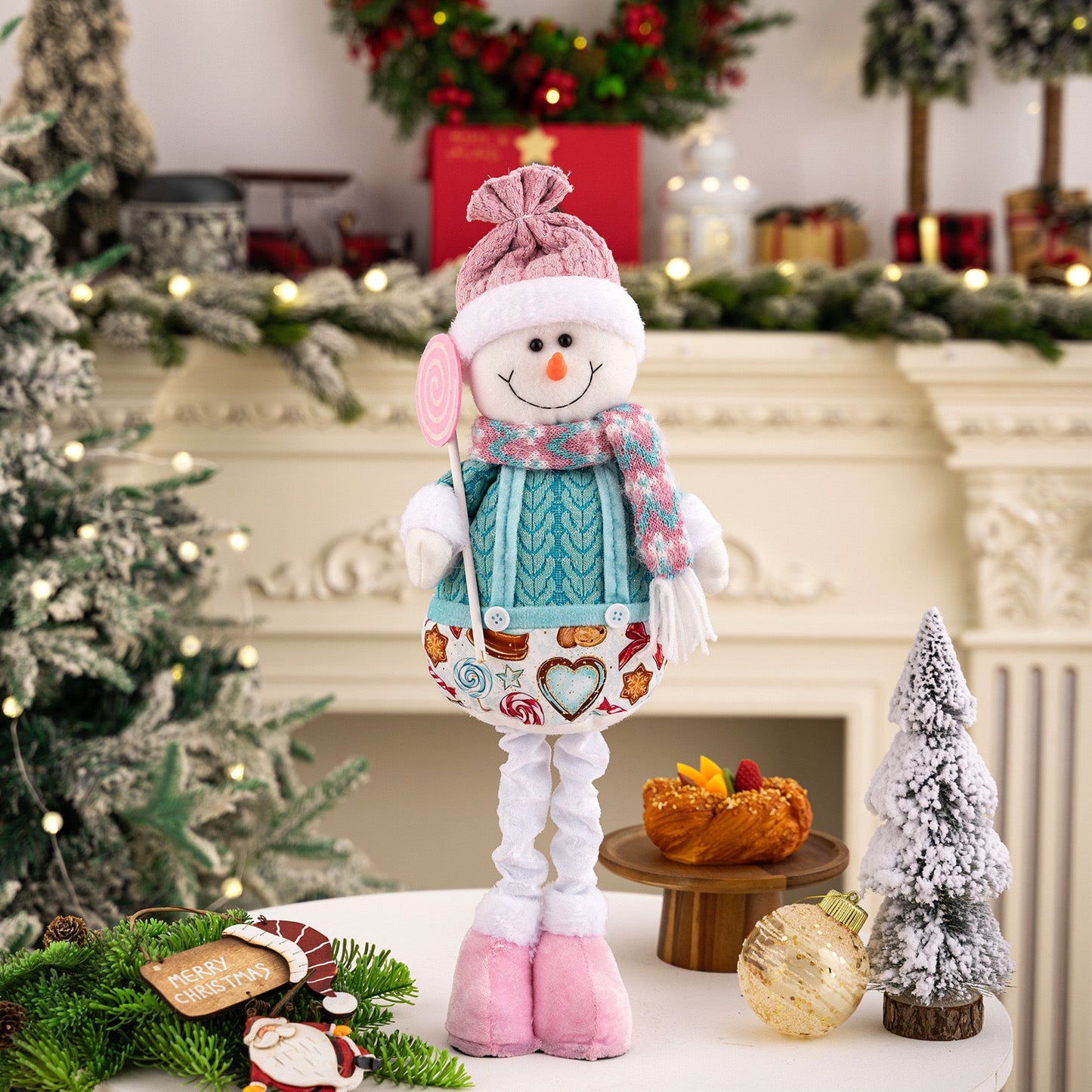 Telescopic Standing Christmas Decor - Pink & Blue