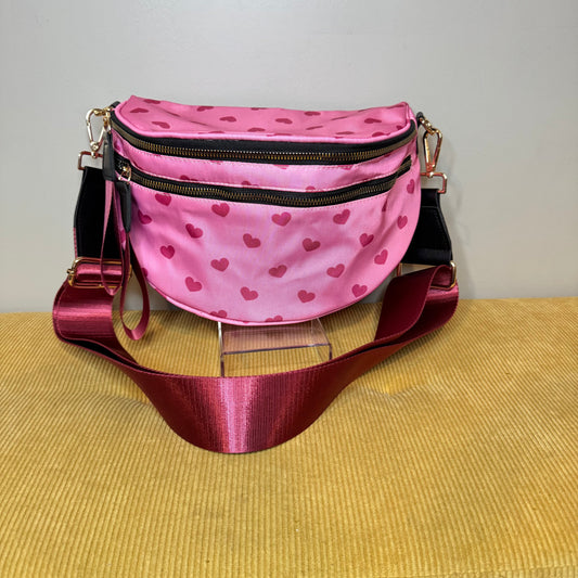The Roni Nylon Crossbody - Light Pink Hearts