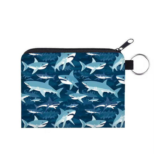 Mini Pouch - Sharks On Blue