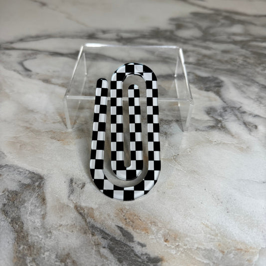 Jumbo Paperclip - Black White Checker - PREORDER
