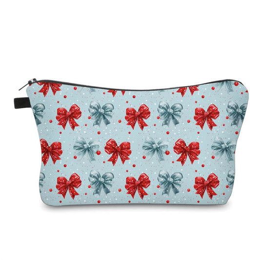 Pouch - Christmas - Blue Red Bow