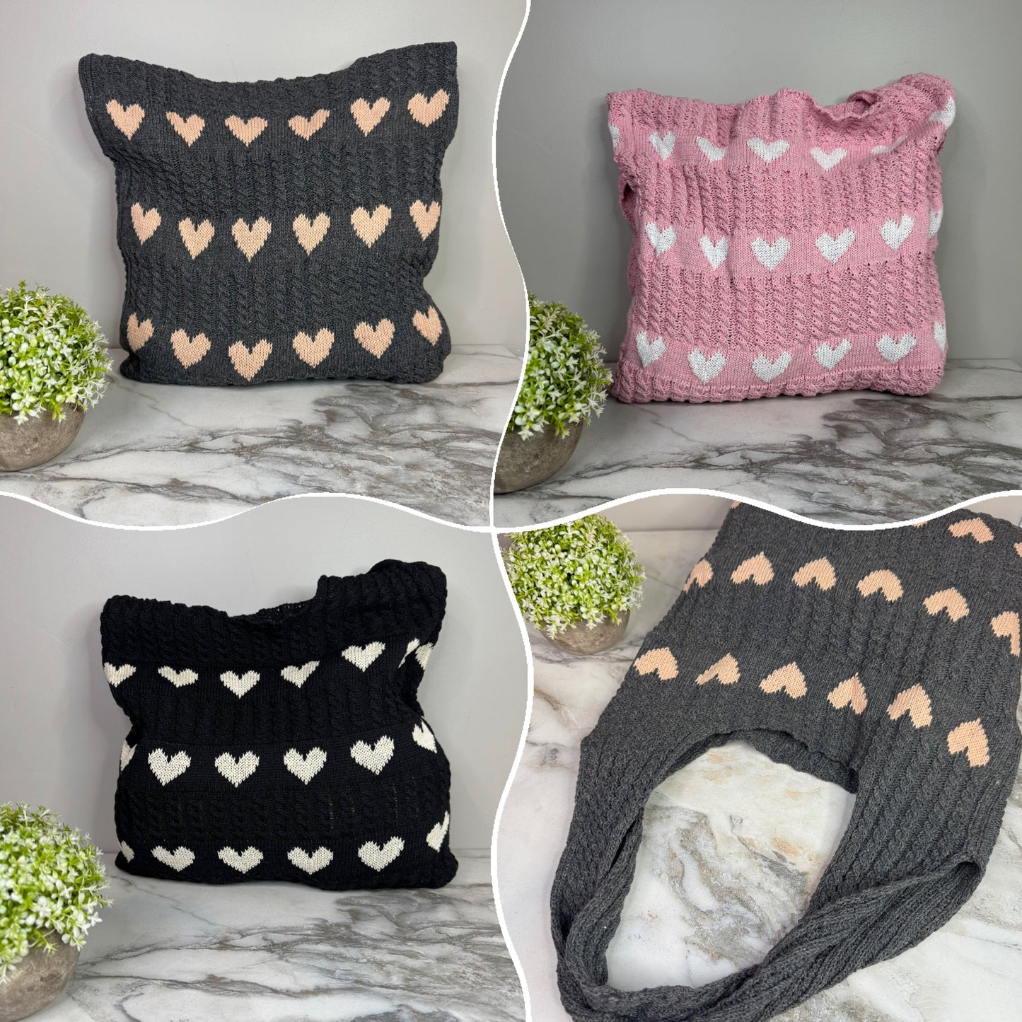 Heart Tote Bag - Knit Sweater