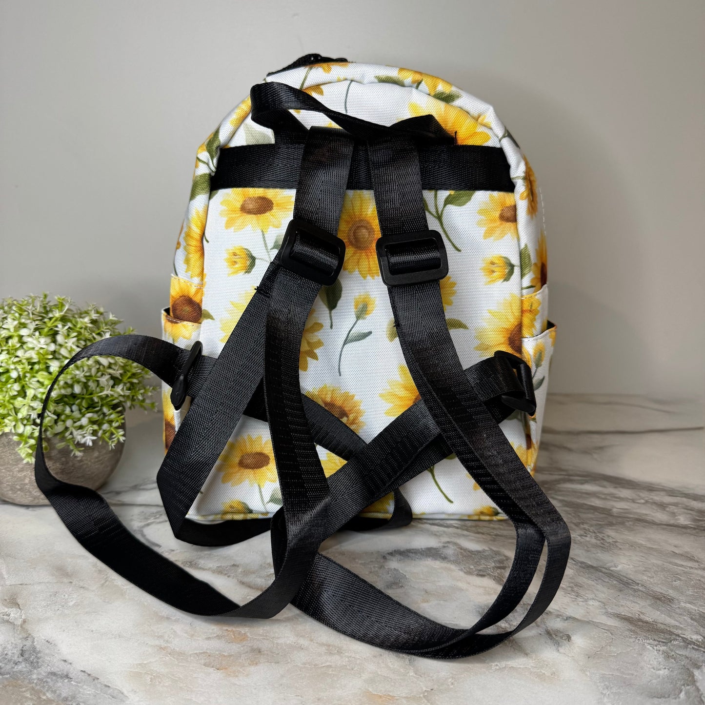 Mini Backpack - Sunflower on White