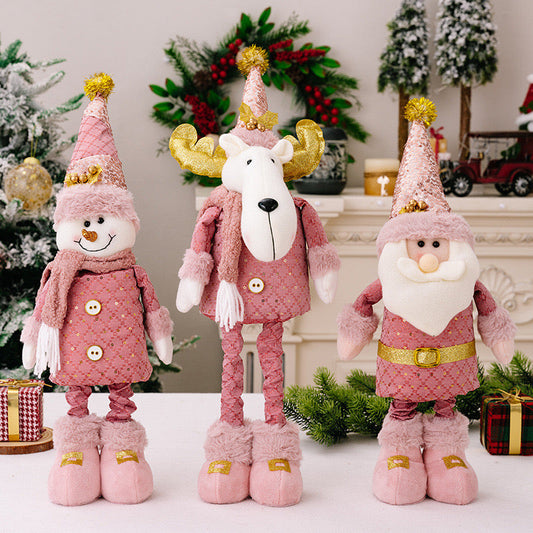 Telescopic Standing Christmas Decor - Pink & Gold