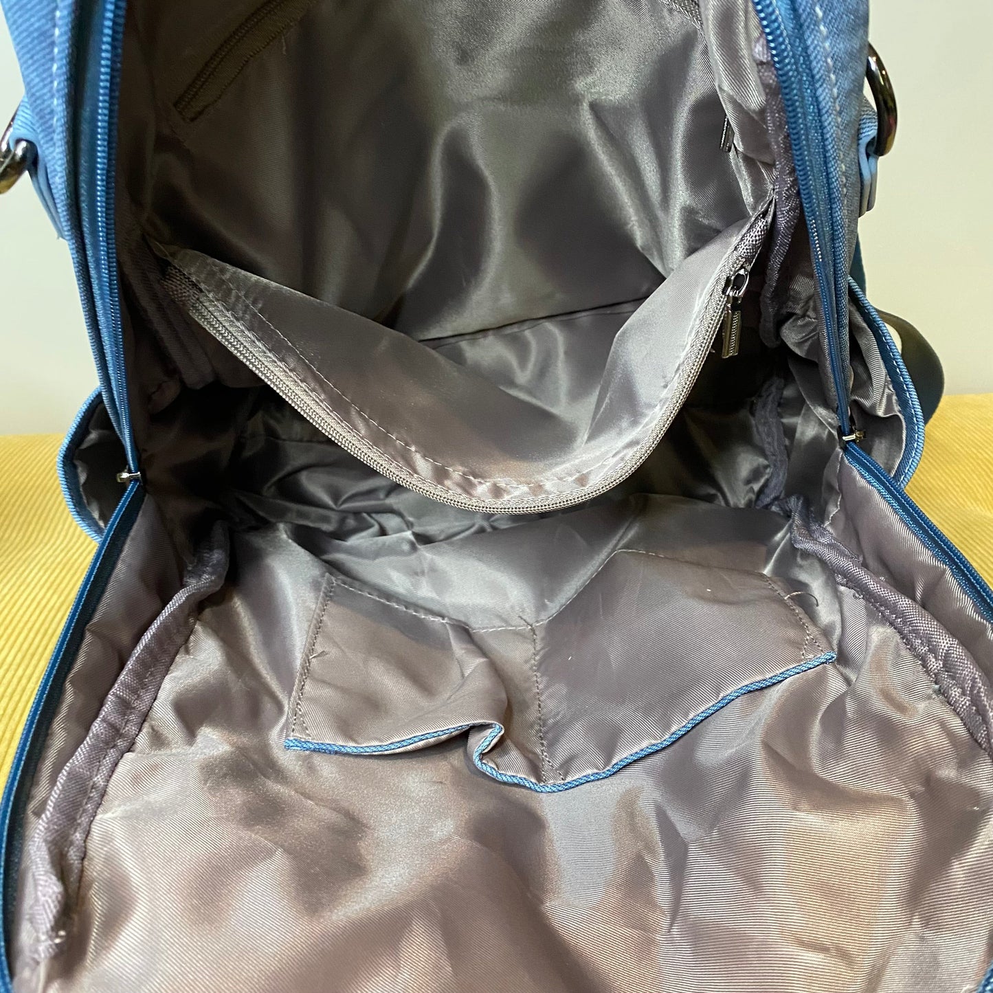 Denim Suede Brooke Backpack + Pouch