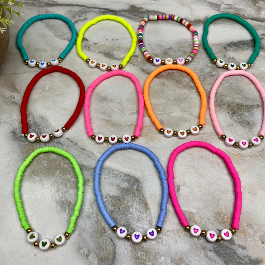 Bracelet - Clay + Bead - Hearts