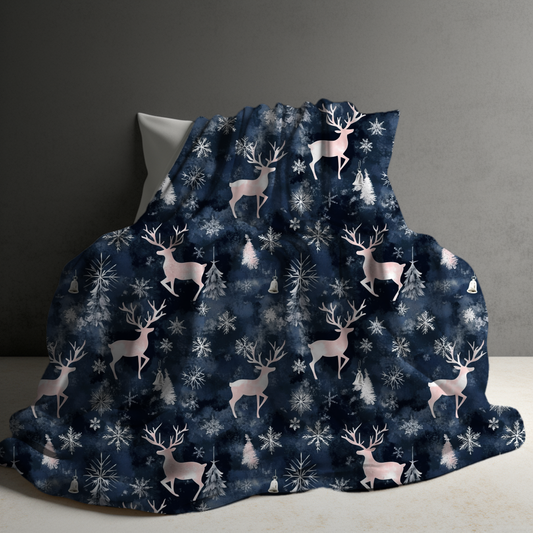 Blanket - Christmas - Navy Deer