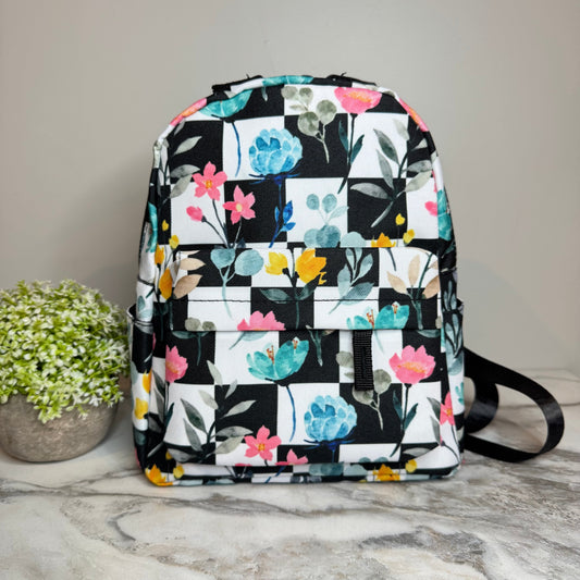 Mini Backpack - Floral Checker