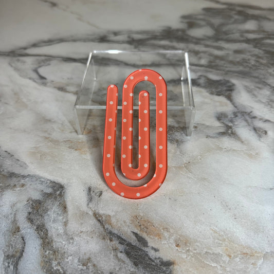 Jumbo Paperclip - Coral Polka Dot - PREORDER