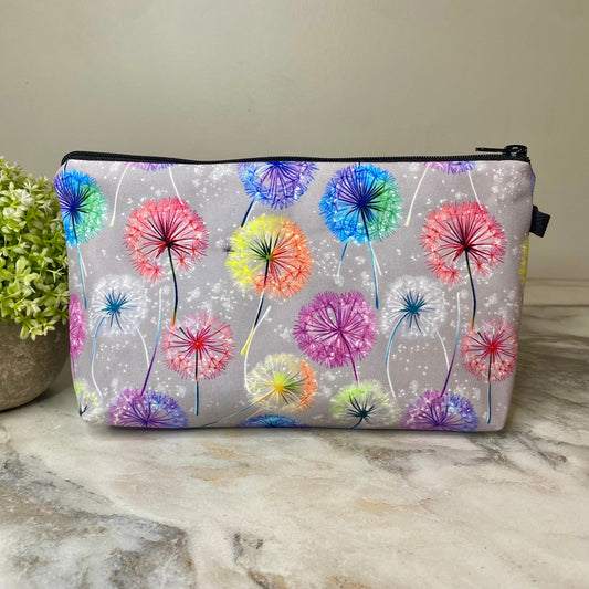 Pouch - Rainbow Dandelion on Grey