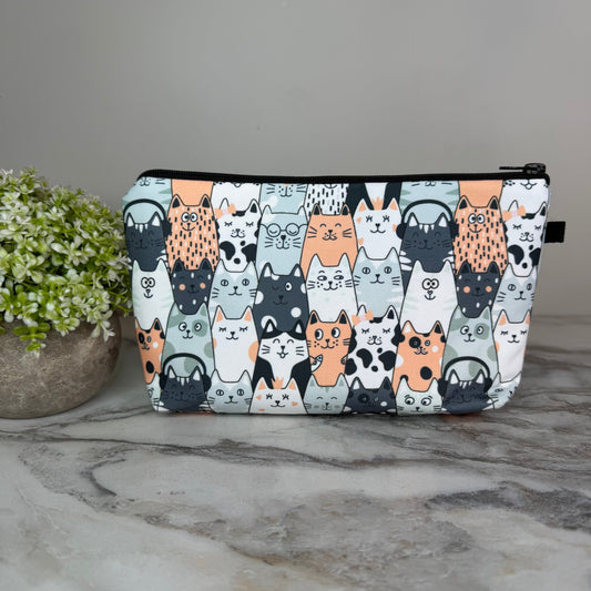 Pouch - Cats In A Row Blue