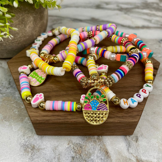 Bracelet - Clay + Bead - Easter Mix #6