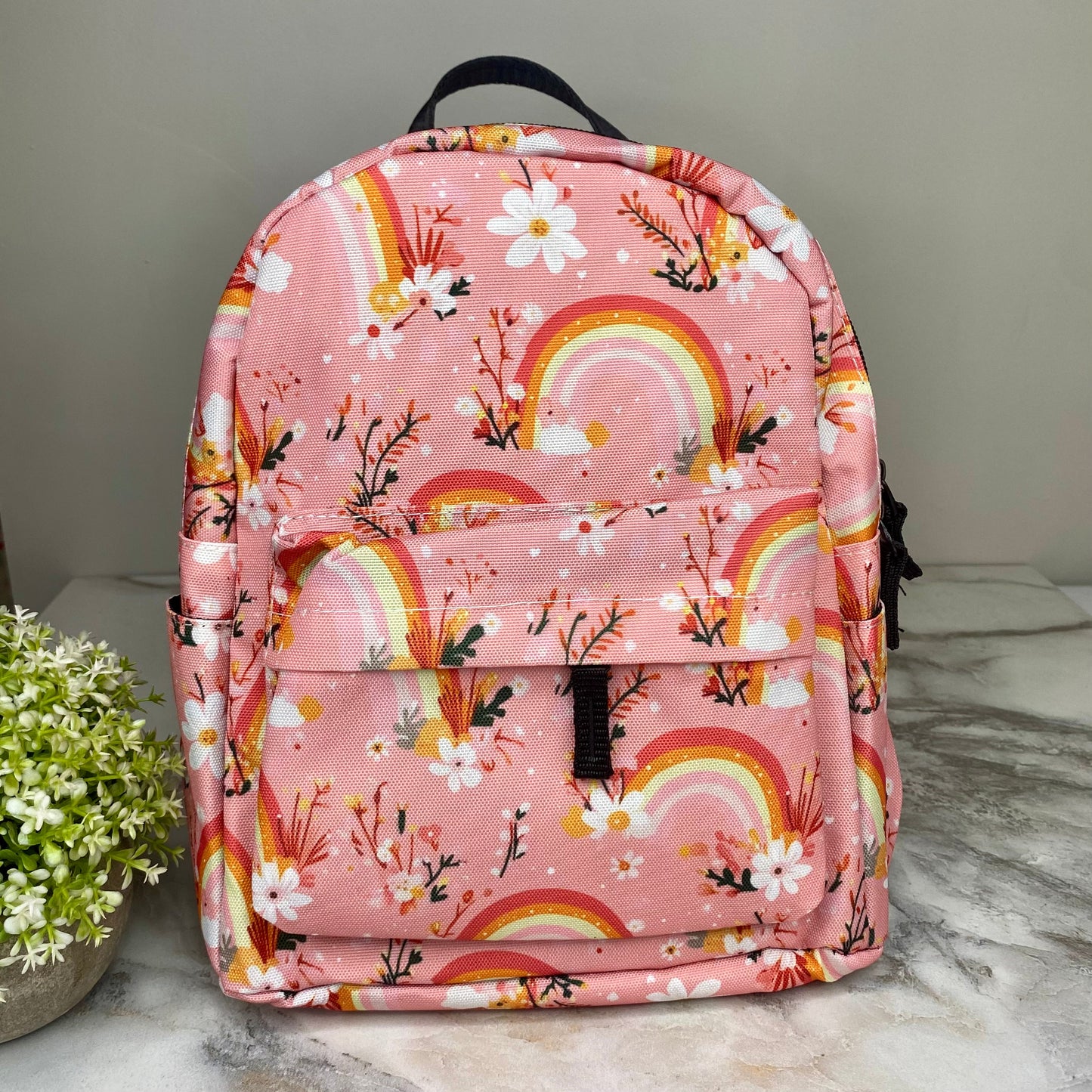 Mini Backpack - Rainbow Floral Yellow Orange Pink