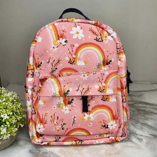 Mini Backpack - Rainbow Floral Yellow Orange Pink