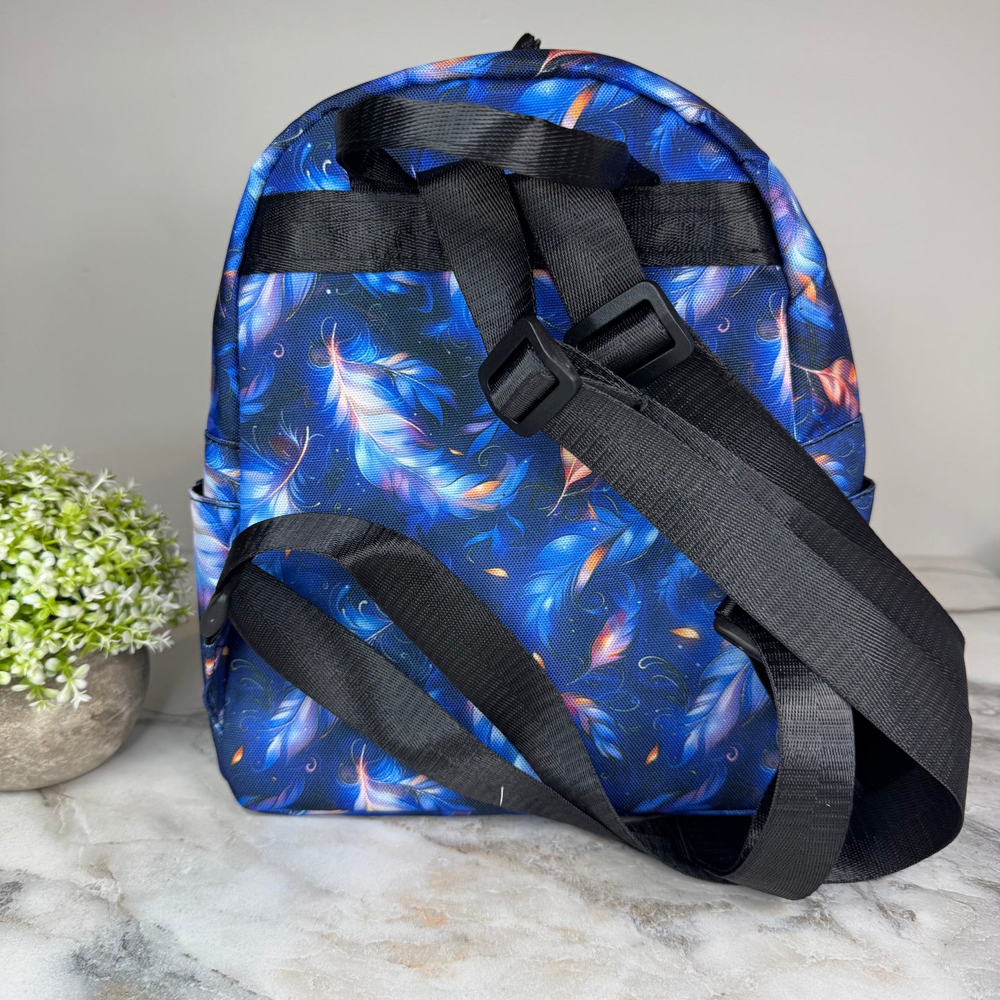 Mini Backpack - Blue Feather
